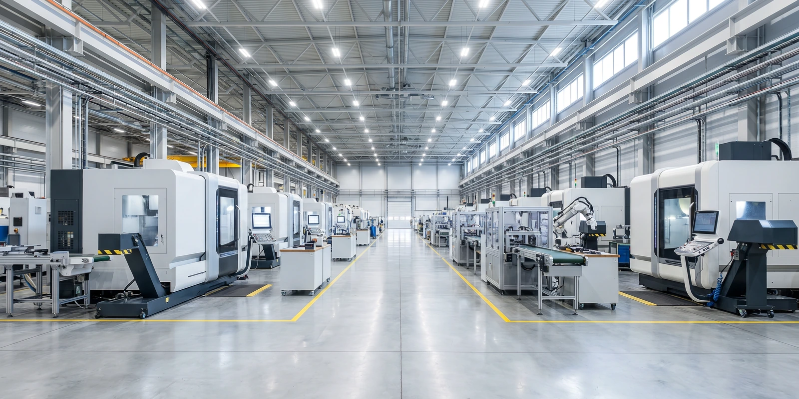 Wide view of the factory bay