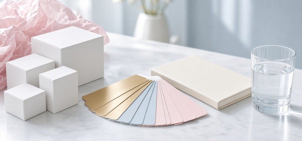 Unbranded cartons and color chips for a custom pack