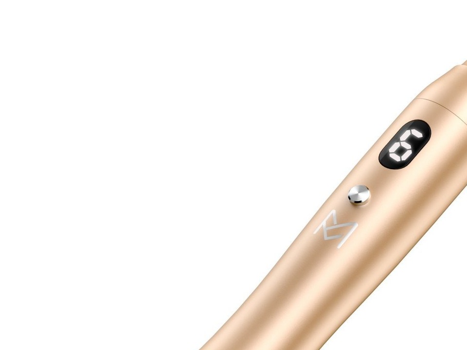 Gold pen shell with a small mark near the top