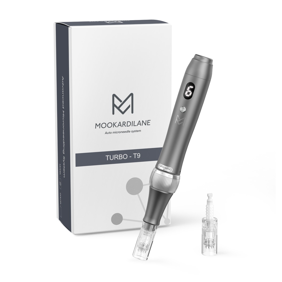 T9 Grey microneedling pen with its box